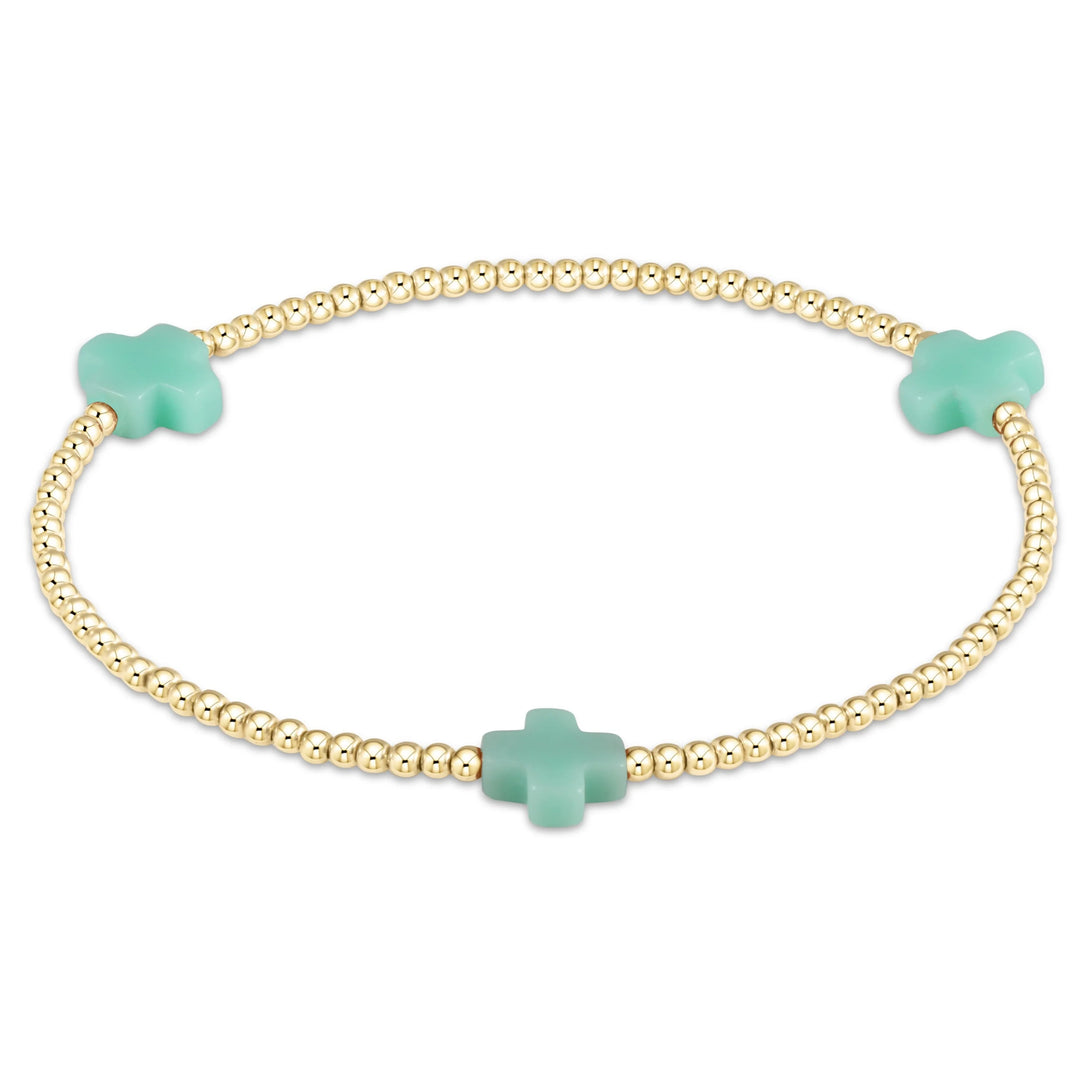 Signature Cross 2mm Gold Bracelet - Mint