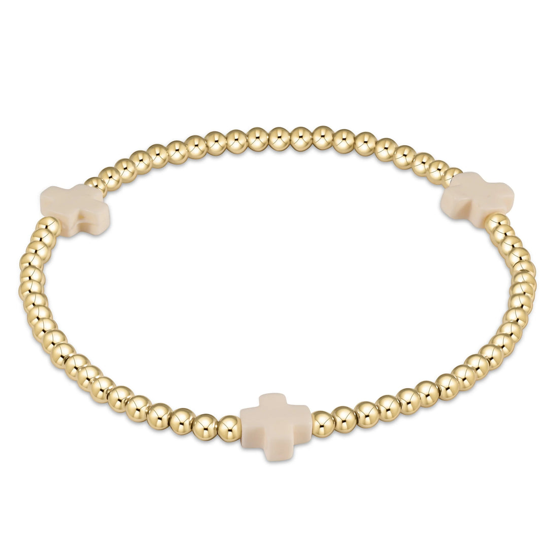 egirl Signature Cross 3mm Gold Bracelet - Off-White