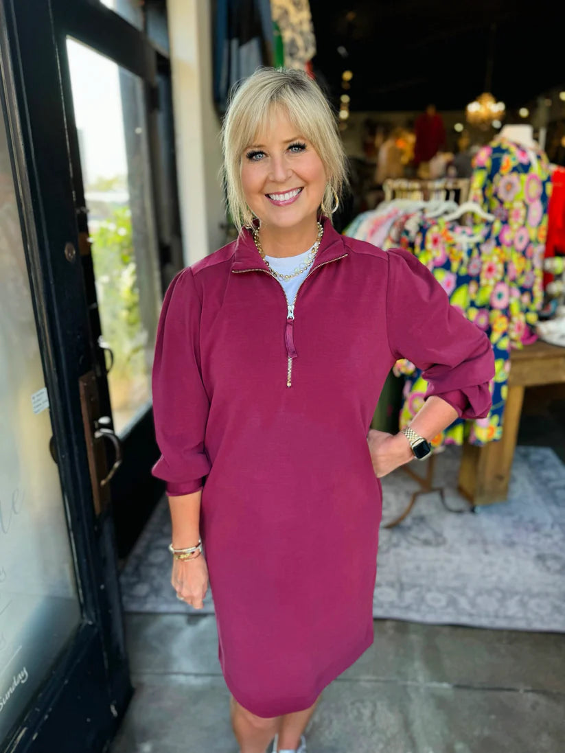 Zippered Dress in Wine