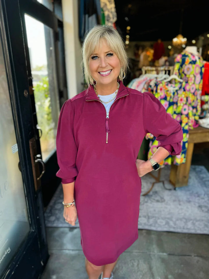 Zippered Dress in Wine