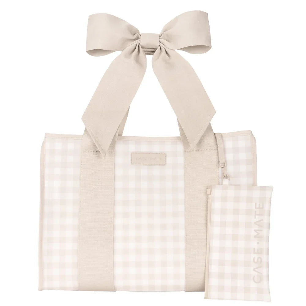 Jelly Now Tote with Phone Pouch in Latte Gingham