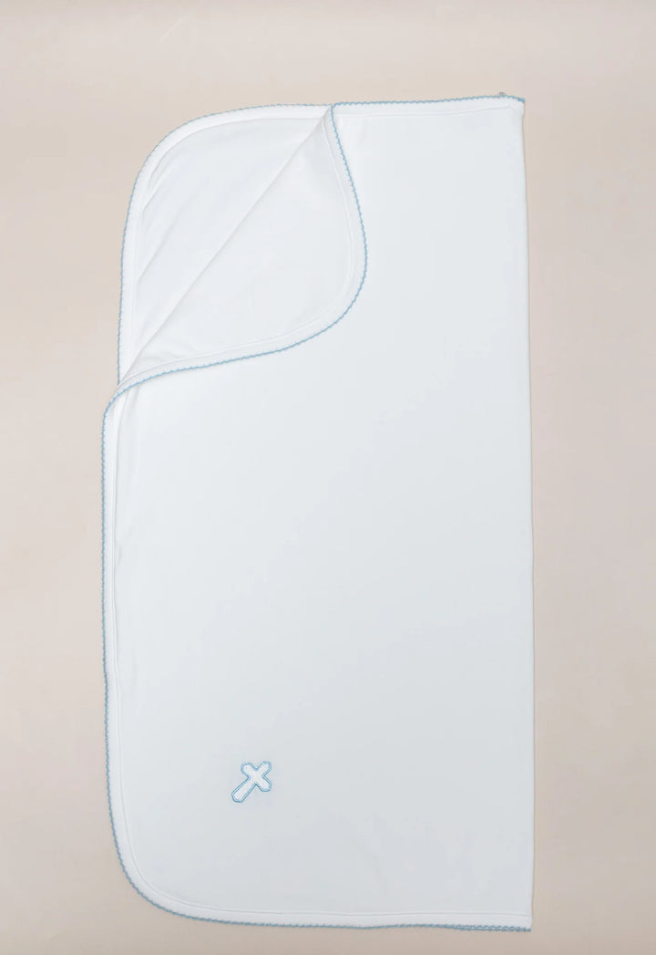 Embroidered Blue Cross Pip Blanket