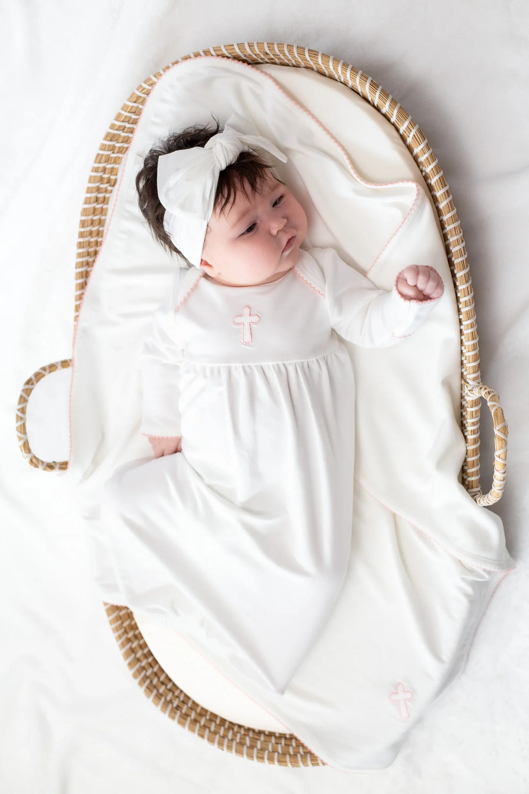 Pink Cross Embroidered Pip Gown