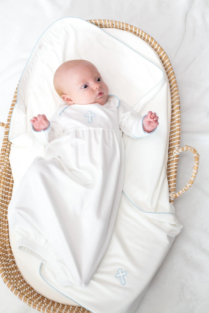Blue Cross Embroidered Pip Gown