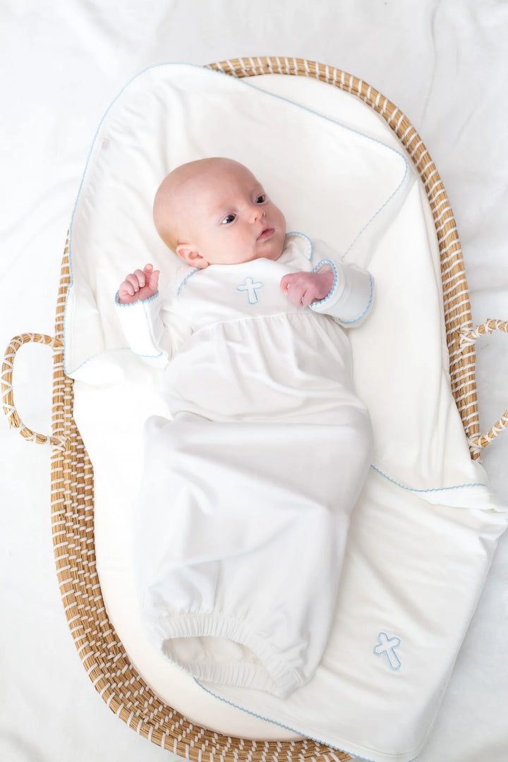 Embroidered Blue Cross Pip Blanket