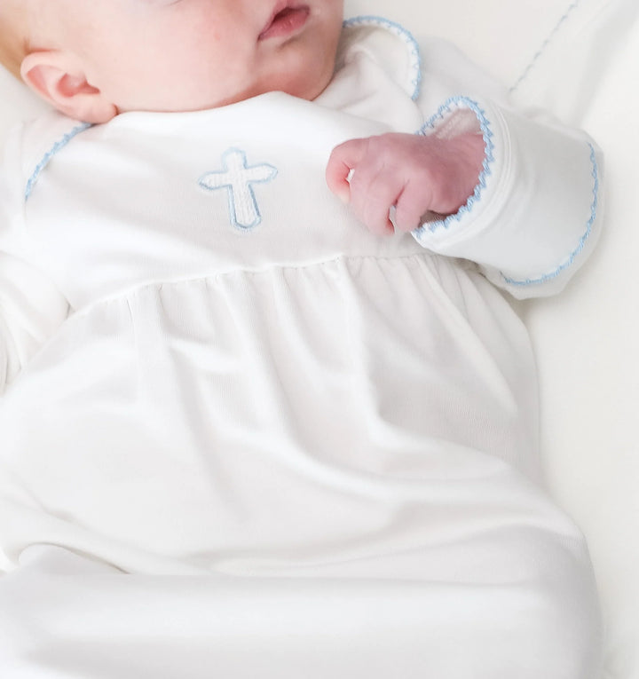 Blue Cross Embroidered Pip Gown