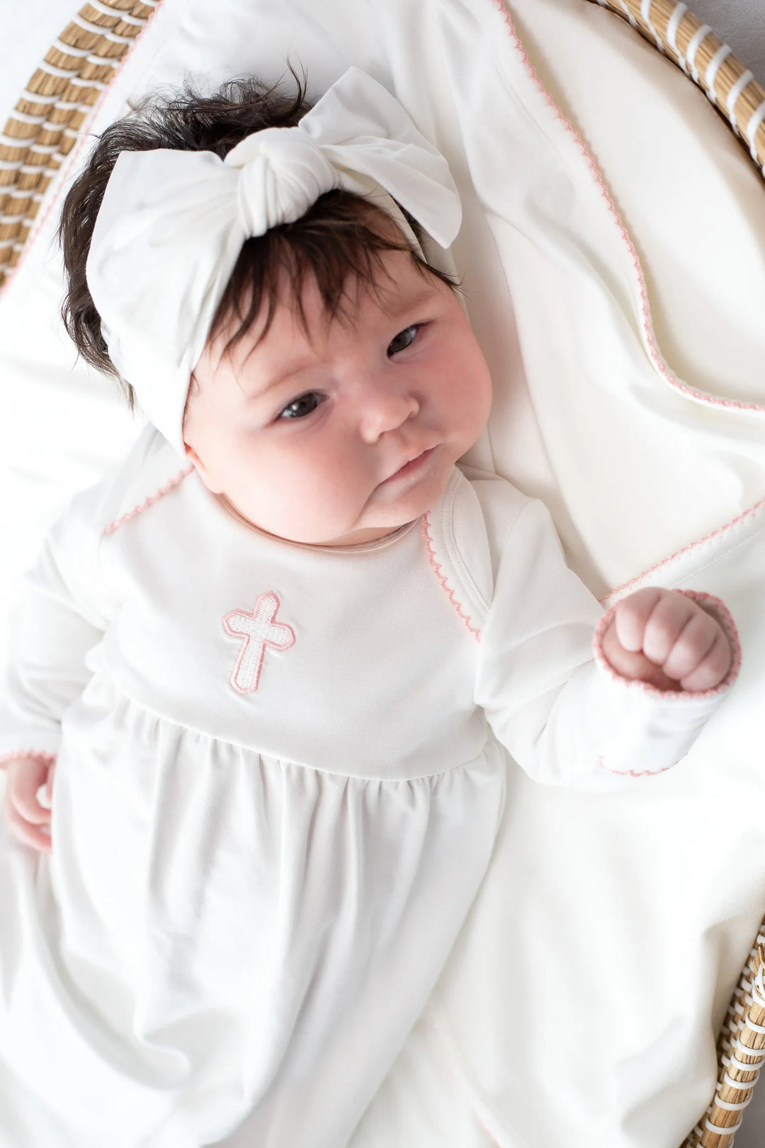 Pink Cross Embroidered Pip Gown