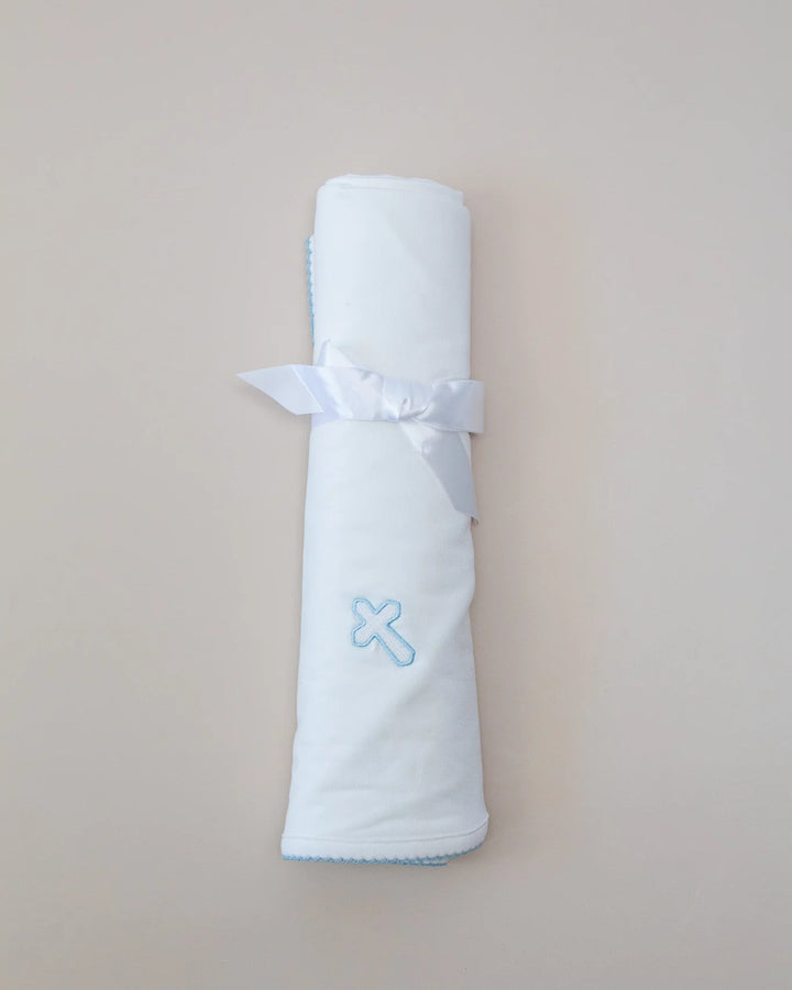 Embroidered Blue Cross Pip Blanket