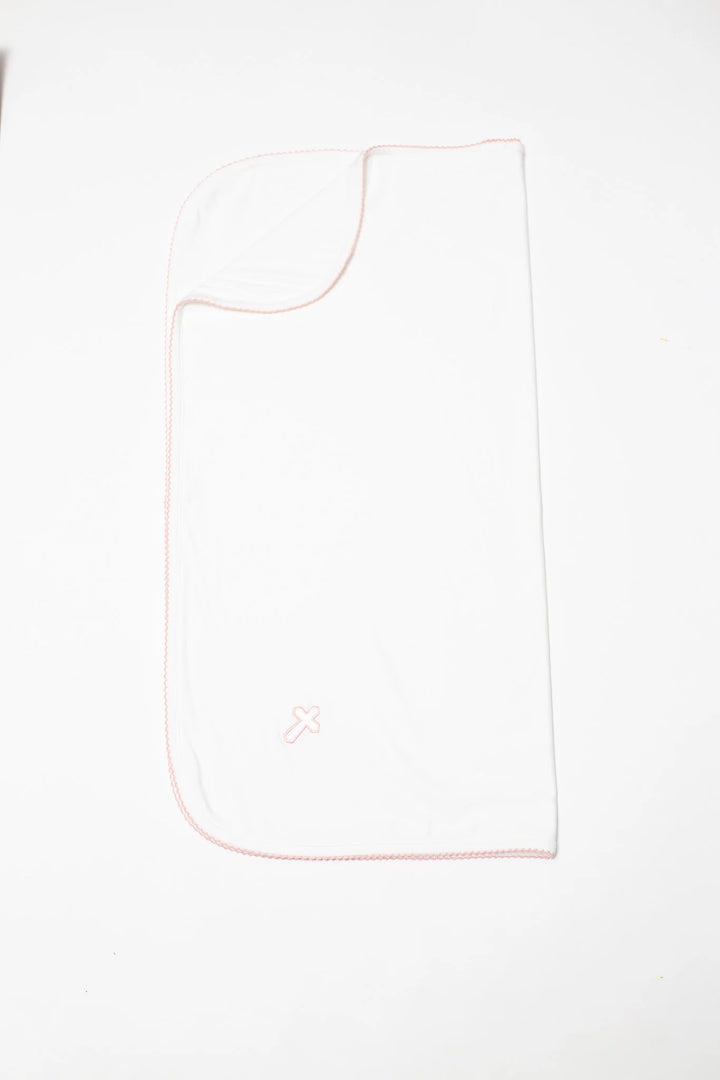 Embroidered Pink Cross Pip Blanket