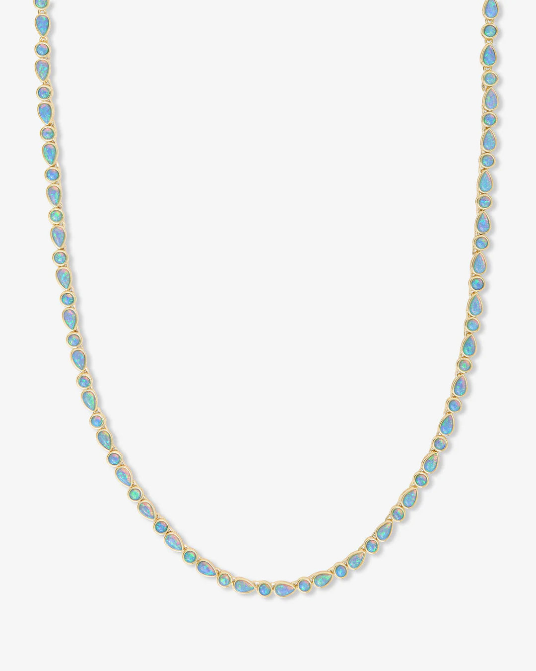 Isla Gold Blue Opal Tennis Necklace