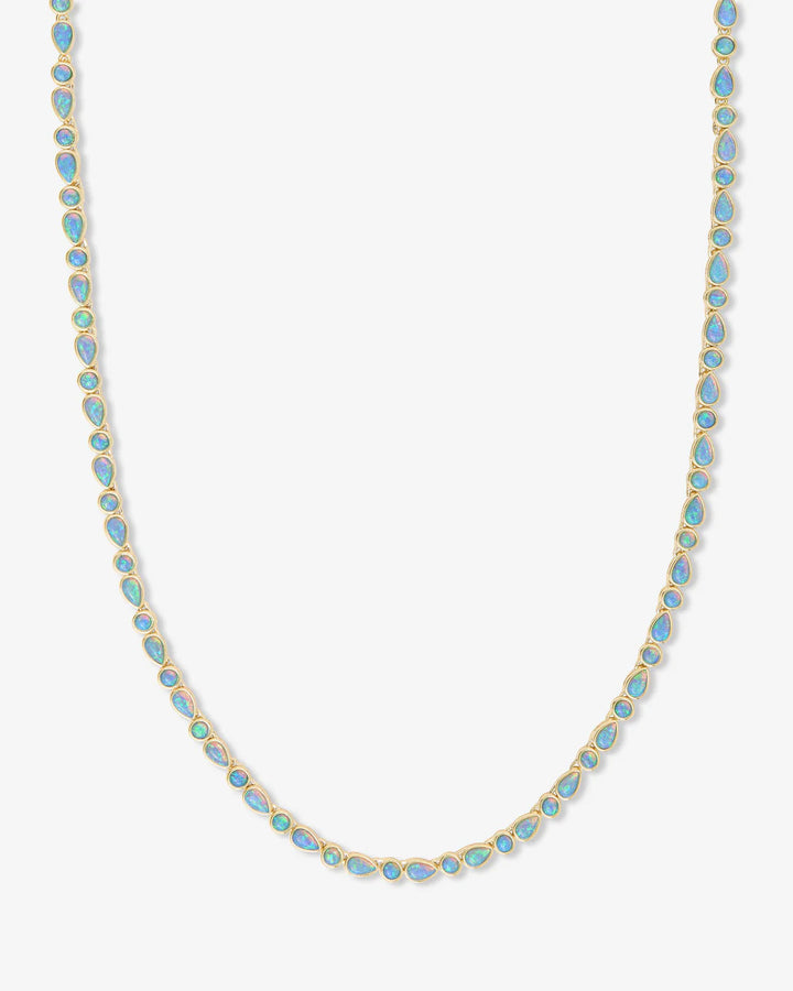 Isla Gold Blue Opal Tennis Necklace