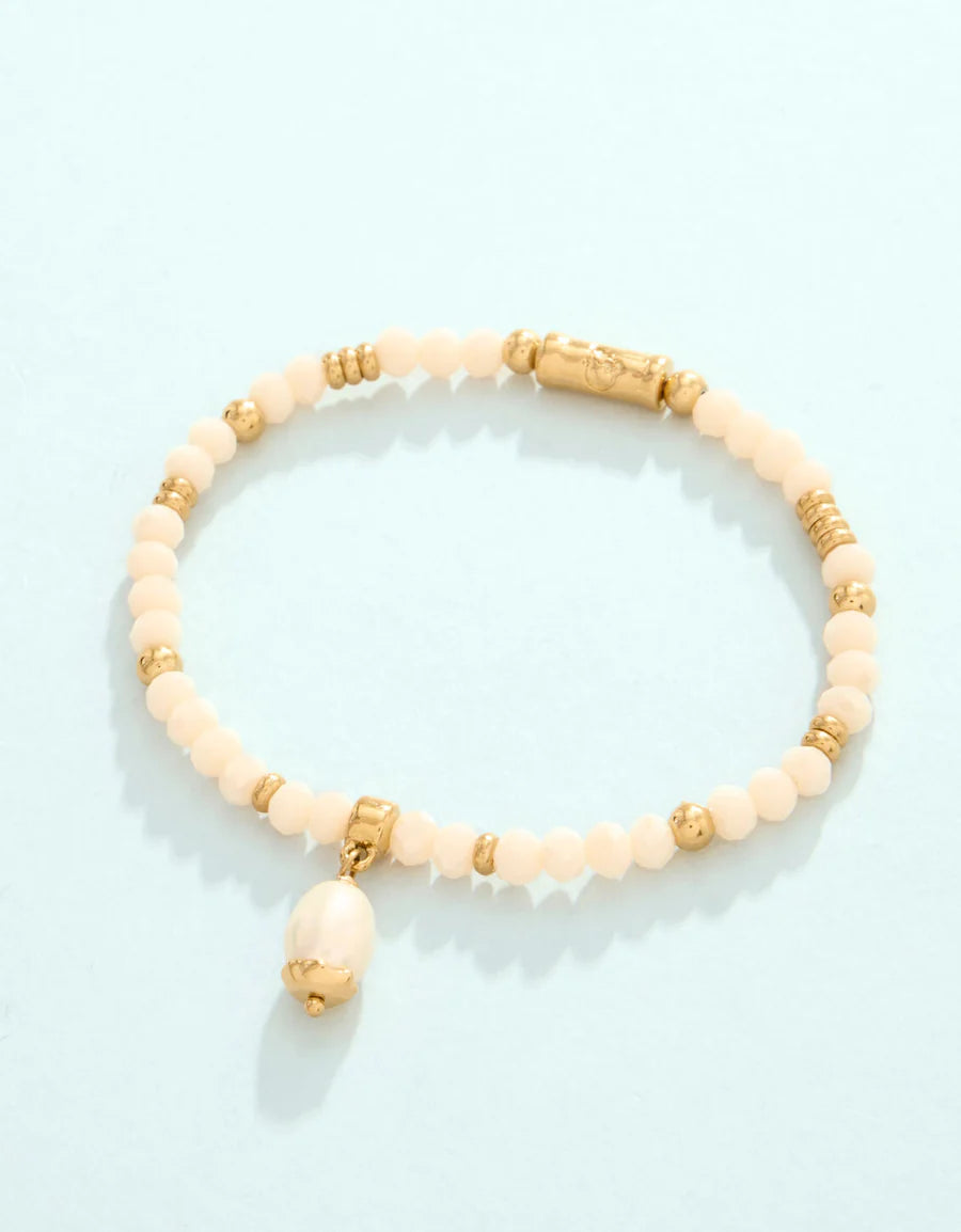 Splash Harbor Island Stretch Bracelet 4mm Cream