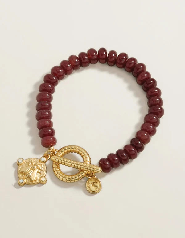 Curious Bee Beaded Toggle Bracelet Bordeaux