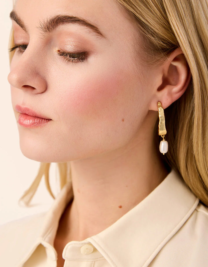 Tumbled Hoop Earrings Pearl