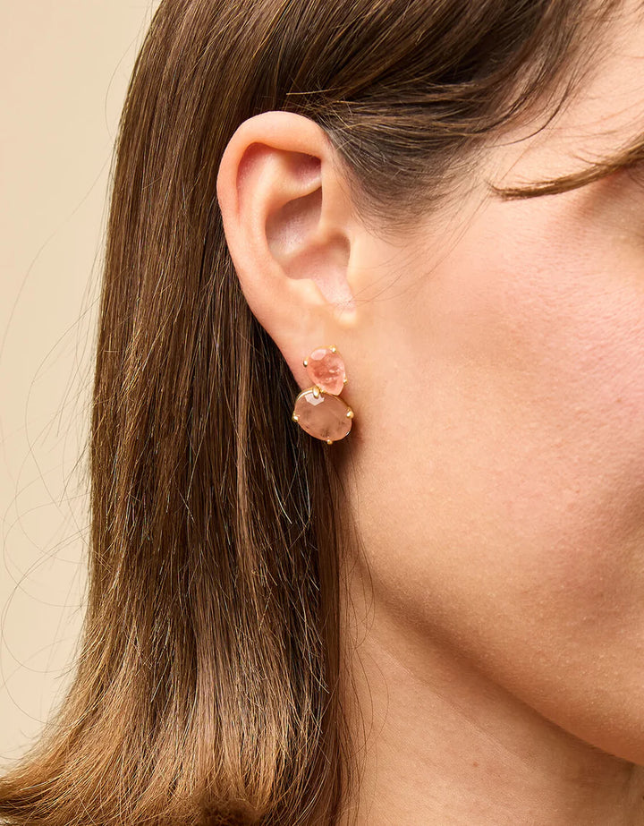 Naiad Dewdrop Stud Earrings Pink