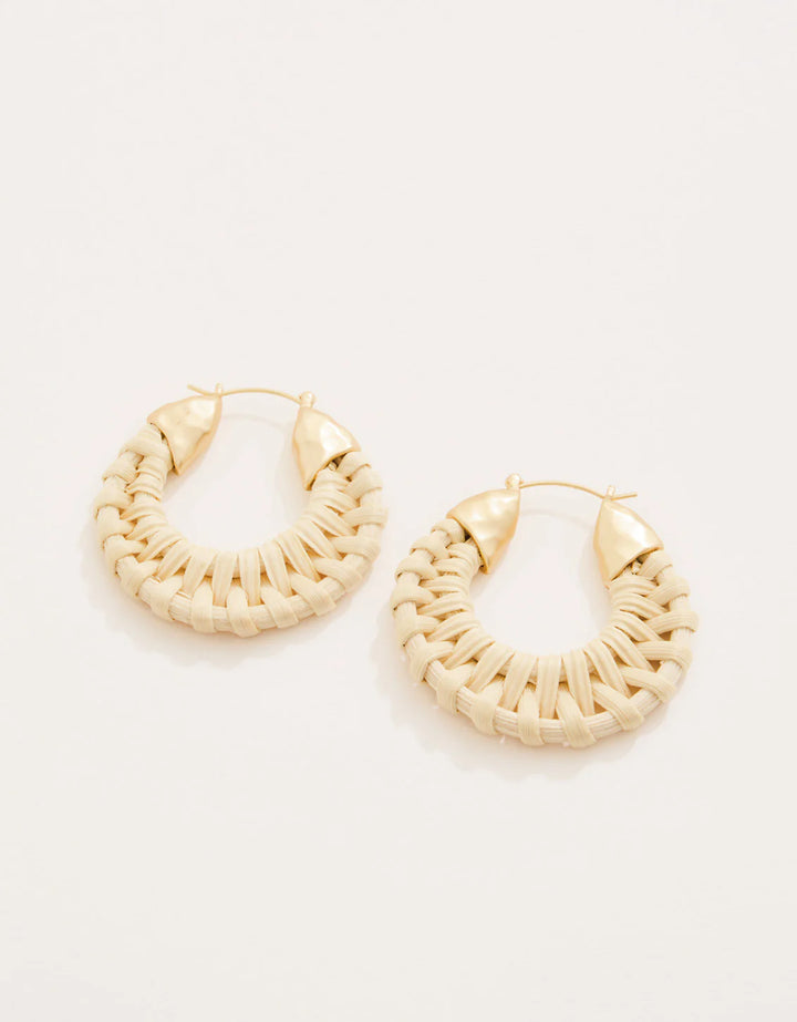 Wicker Hoop Earrings Dark Blue