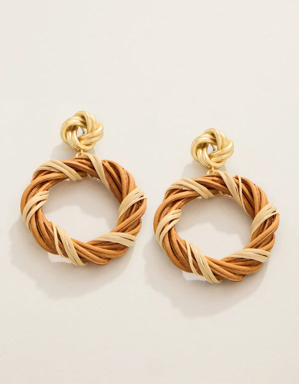 Knotted Wicker Earrings in Natural