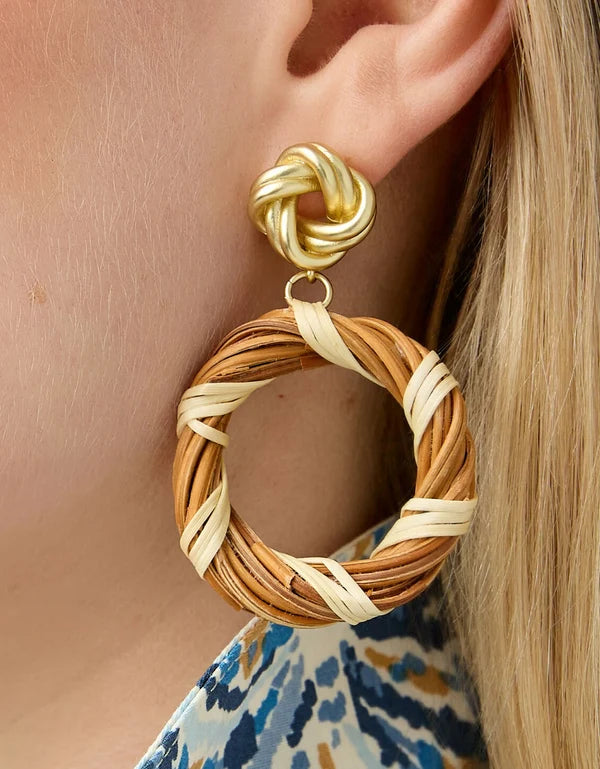 Knotted Wicker Earrings in Natural
