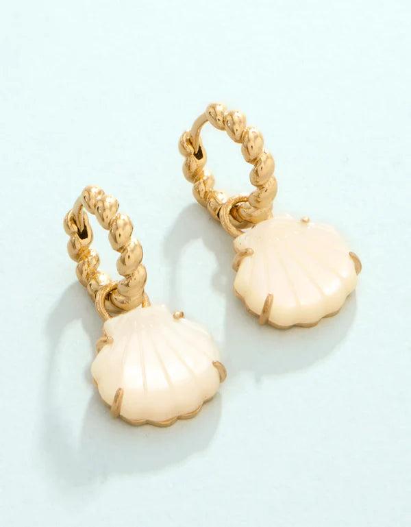 Splash Carved Shell Convertible Hoop Earrings Mother-of-Pearl