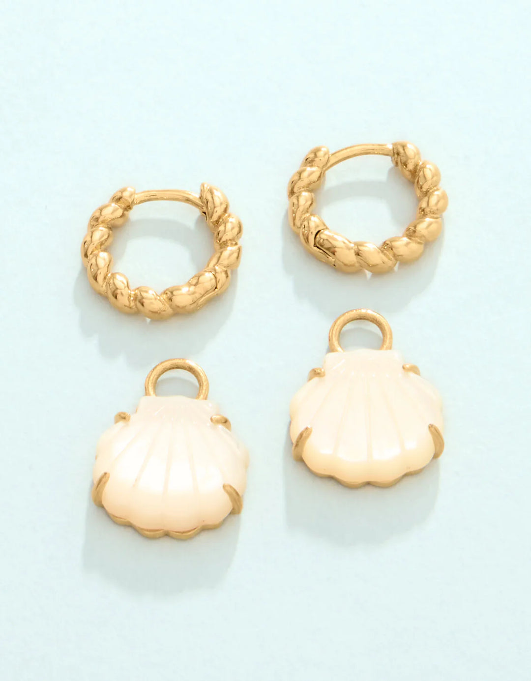 Splash Carved Shell Convertible Hoop Earrings Mother-of-Pearl
