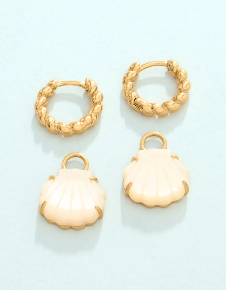 Splash Carved Shell Convertible Hoop Earrings Mother-of-Pearl
