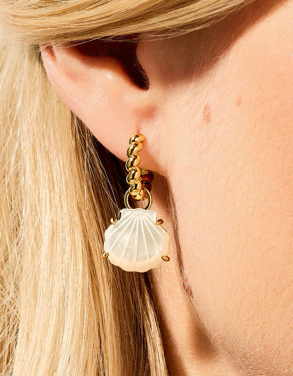Splash Carved Shell Convertible Hoop Earrings Mother-of-Pearl