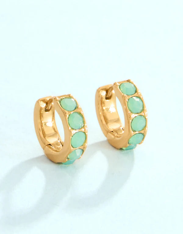 Splash Ardsley Gem Hoop Earrings Teal 14mm