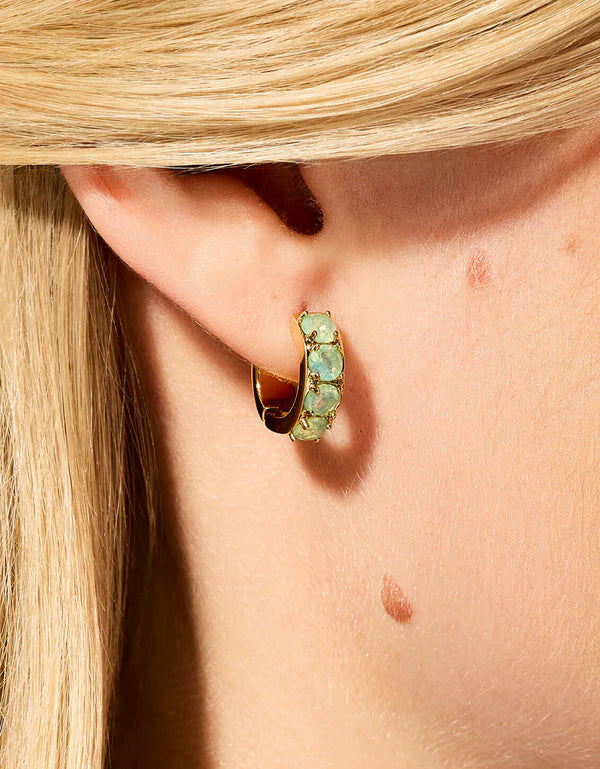 Splash Ardsley Gem Hoop Earrings Teal 14mm