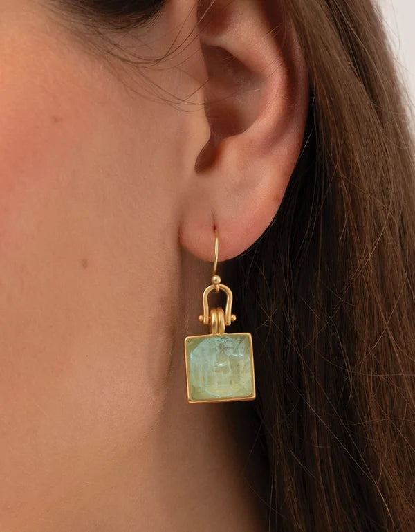 Marion Rectangle Earrings in Topaz