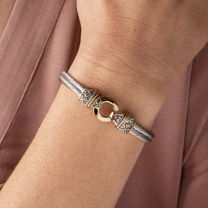Antiqua Collection - Gold Circle Double-Wire Bracelet