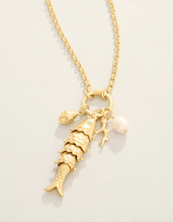 Here Fishy Necklace 20" Gold