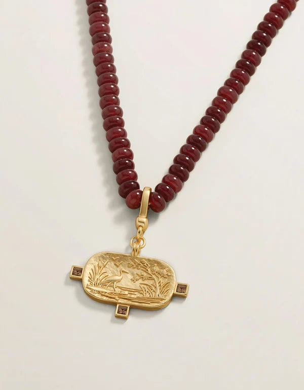 Salt Marsh Beaded Charm Necklace 18" in Bordeaux