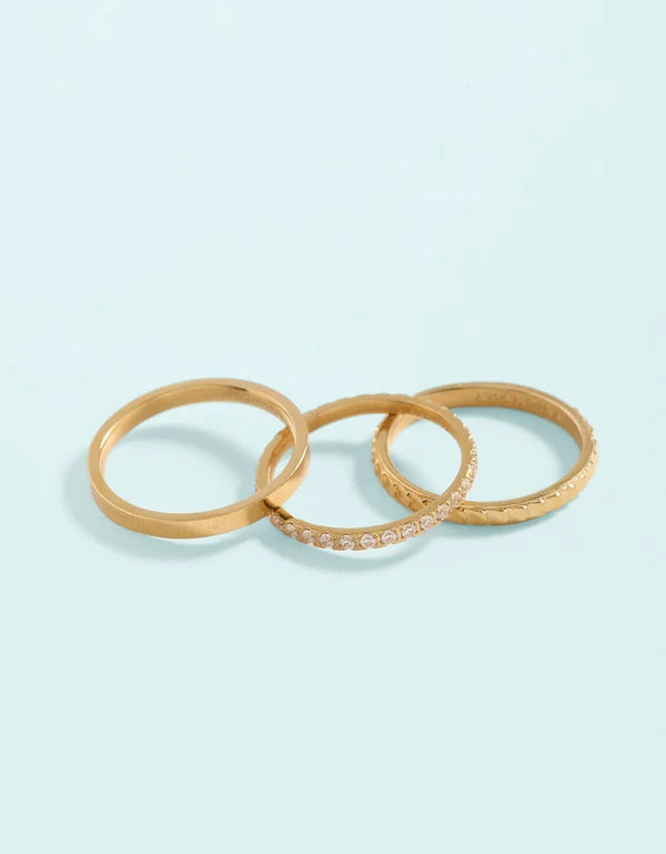 Slash Sunrise Crystal Ring Stack