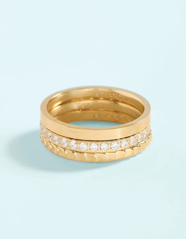 Slash Sunrise Crystal Ring Stack