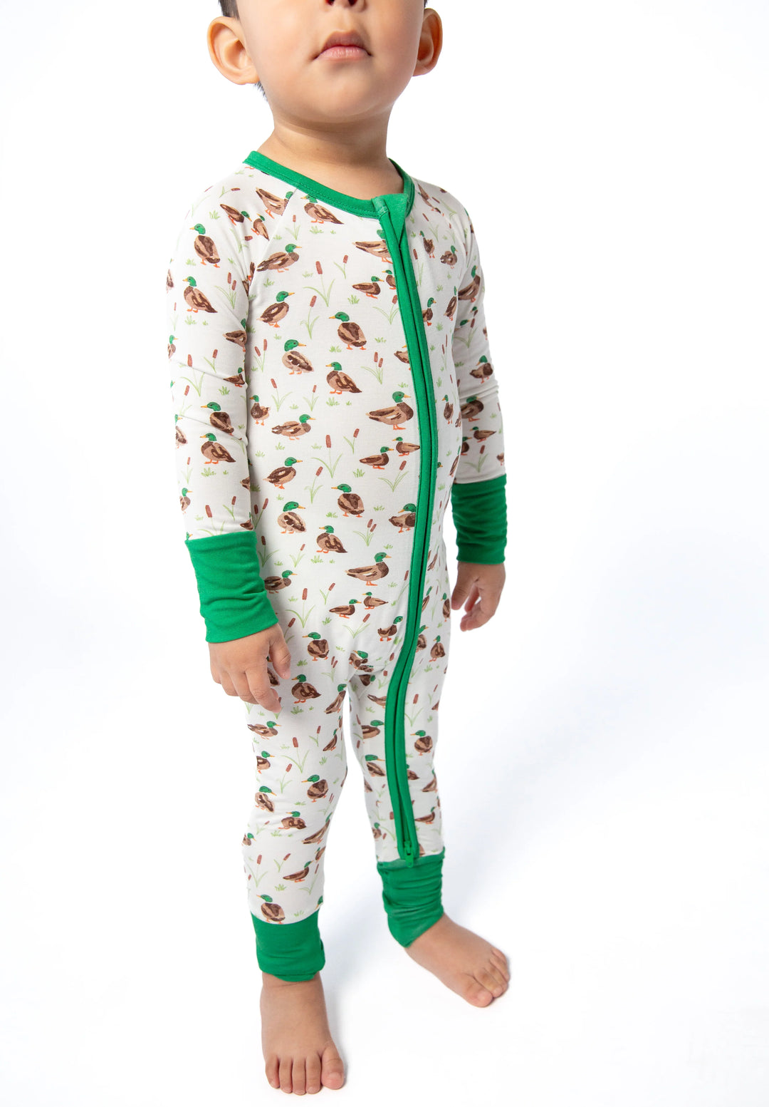 Long Sleeve Zip Pajamas in Mallard Drake
