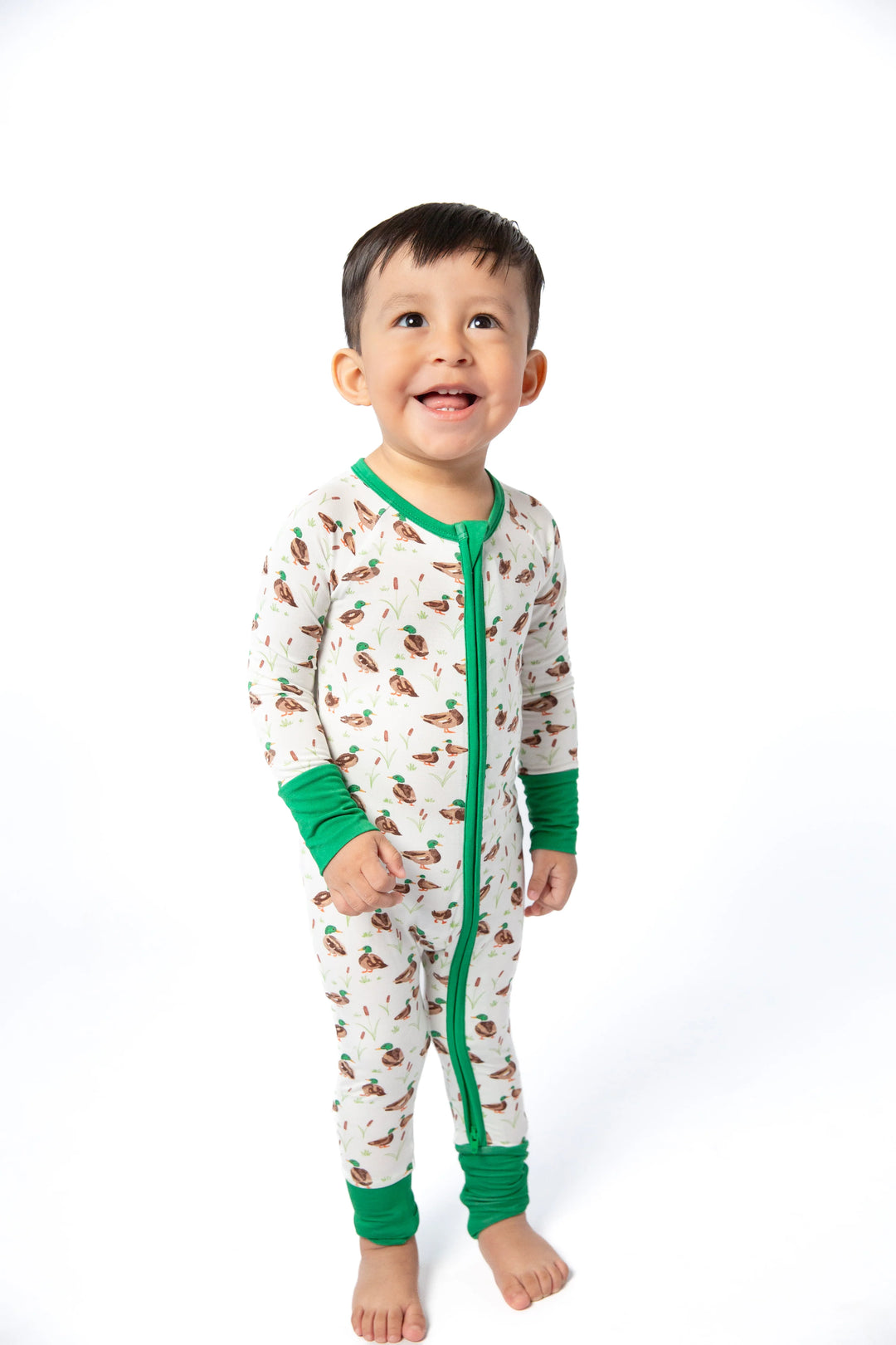 Long Sleeve Zip Pajamas in Mallard Drake