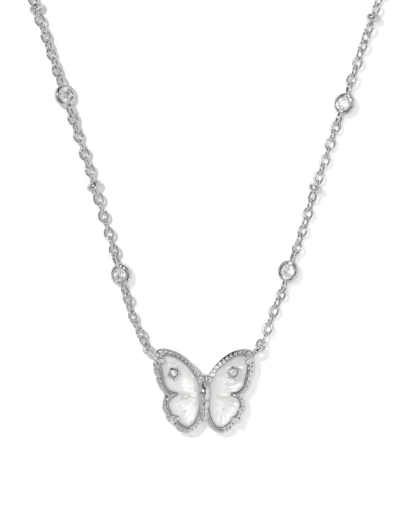 Cailey Butterfly Gold Short Pendant Necklace  in  Silver