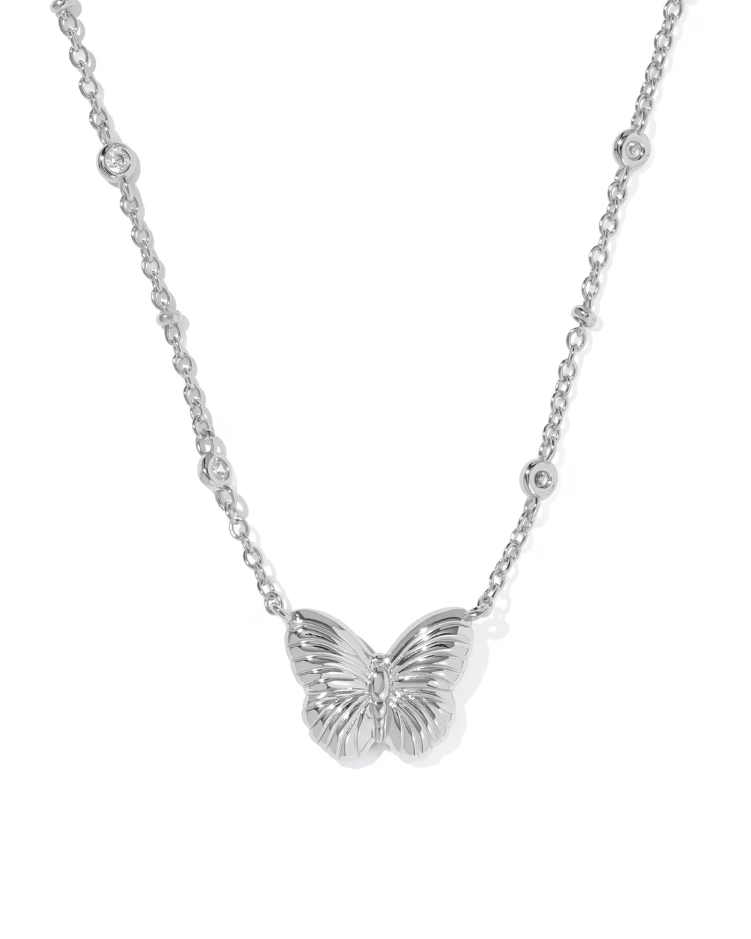Cailey Butterfly Gold Short Pendant Necklace  in  Silver