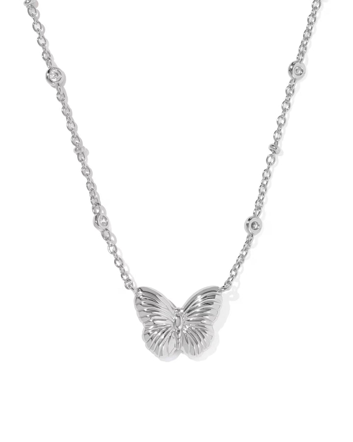 Cailey Butterfly Gold Short Pendant Necklace  in  Silver