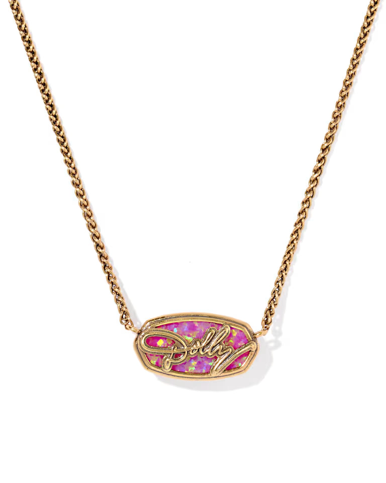 Dolly Parton x Kendra Scott Elisa Vintage Gold Short Necklace in Magenta