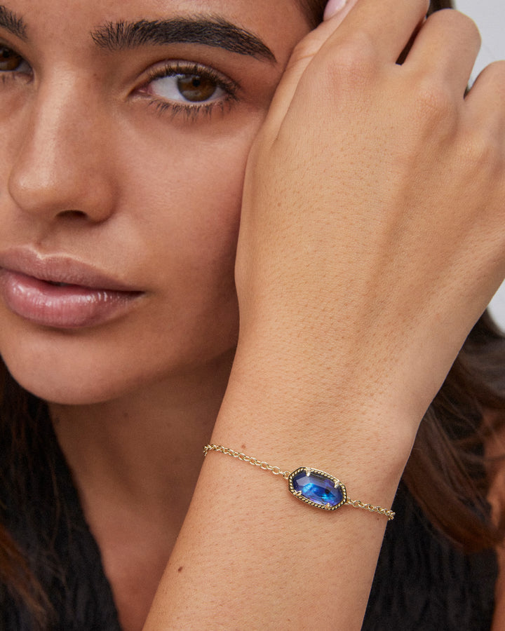 Elaina Delicate Chain Bracelet - Gold Navy Abalone