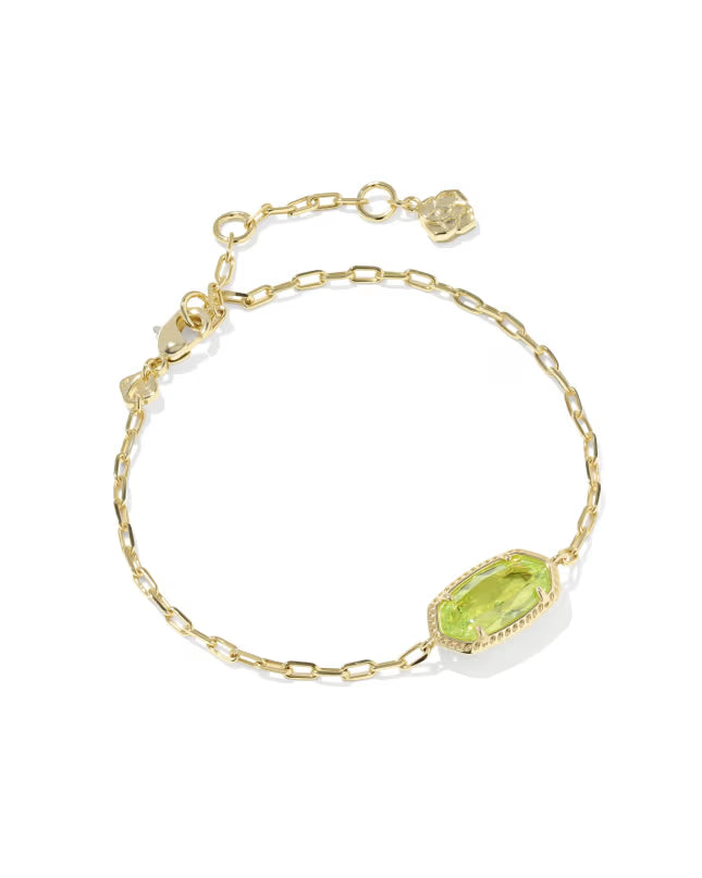 Elaina Luxe Gold Chain Bracelet in Light Green CZ