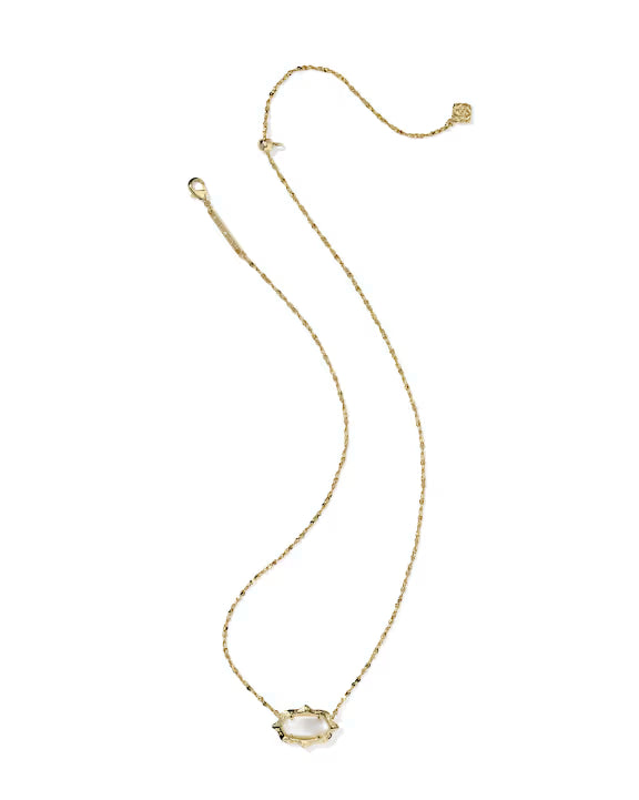 Elisa Scallop Frame Gold Short Pendant Necklace in Natural Mother-of-Pear