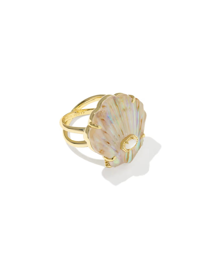 Lucia Shell Gold Cocktail Ring in Iridescent Abalone