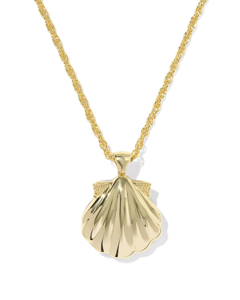 Lucia Shell Gold Short Pendant Necklace in  Light Mauve Illusion