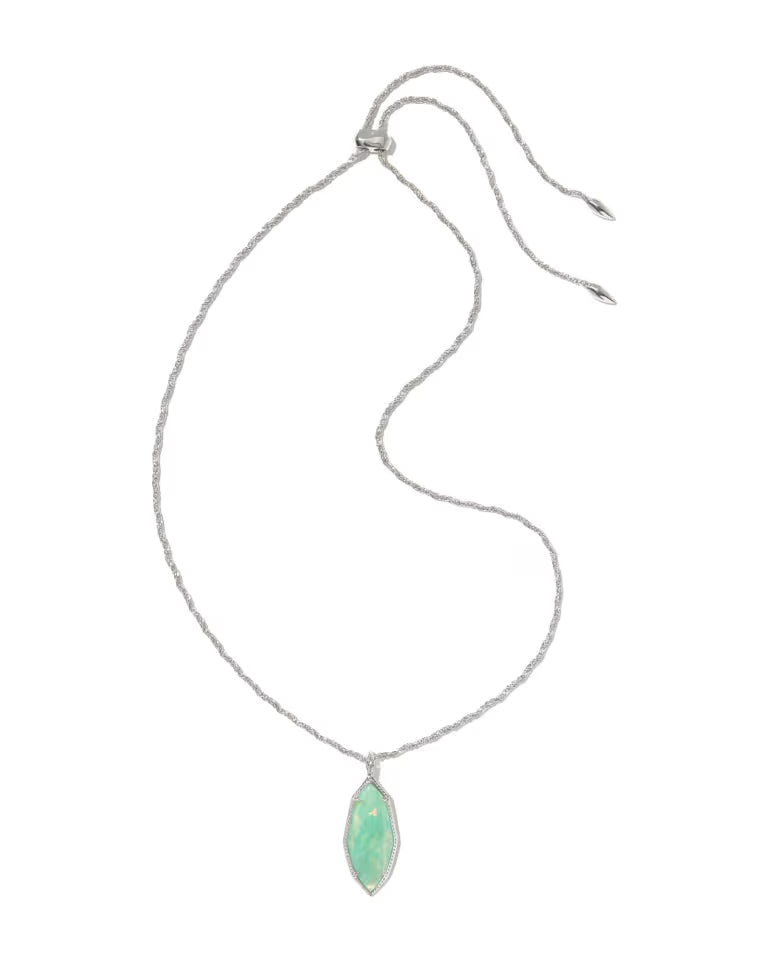 Ophelia Silver Large Long Pendant Necklace in  Mint Iridescent Abalone