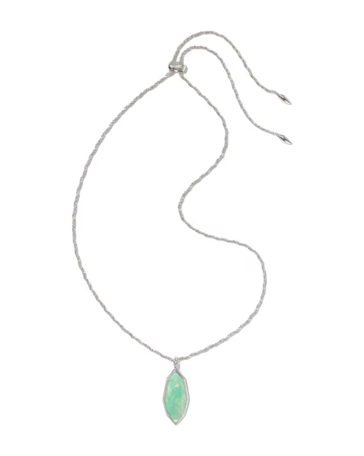 Ophelia Silver Large Long Pendant Necklace in  Mint Iridescent Abalone