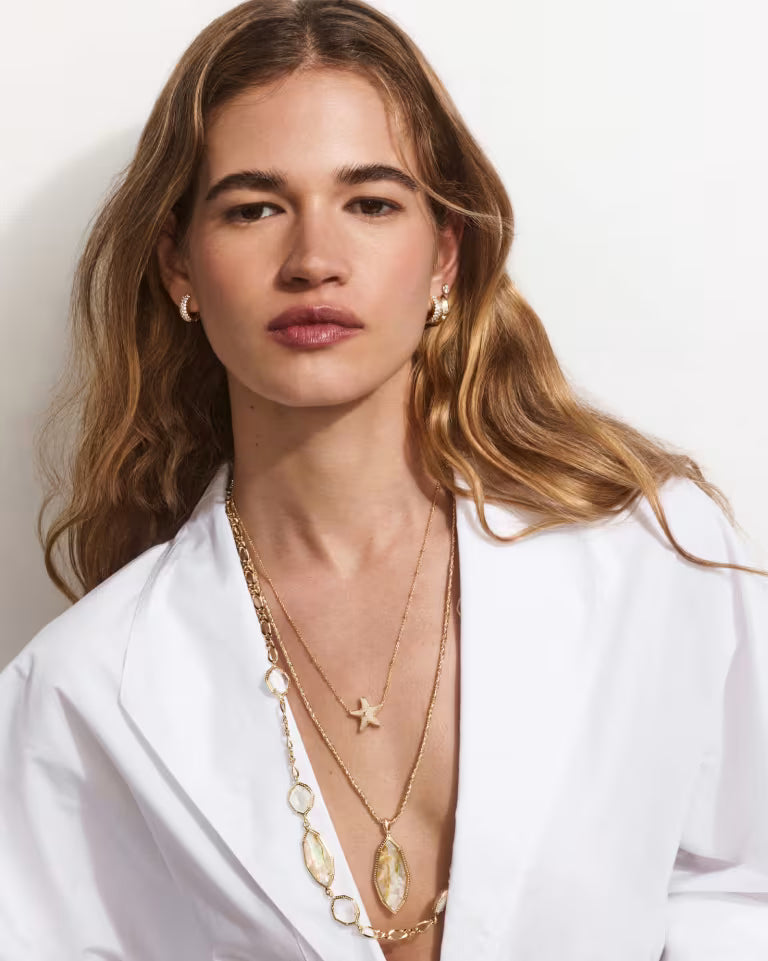 Parker Starfish Gold Short Pendant Necklace in Gold Natural Mother of Pearl