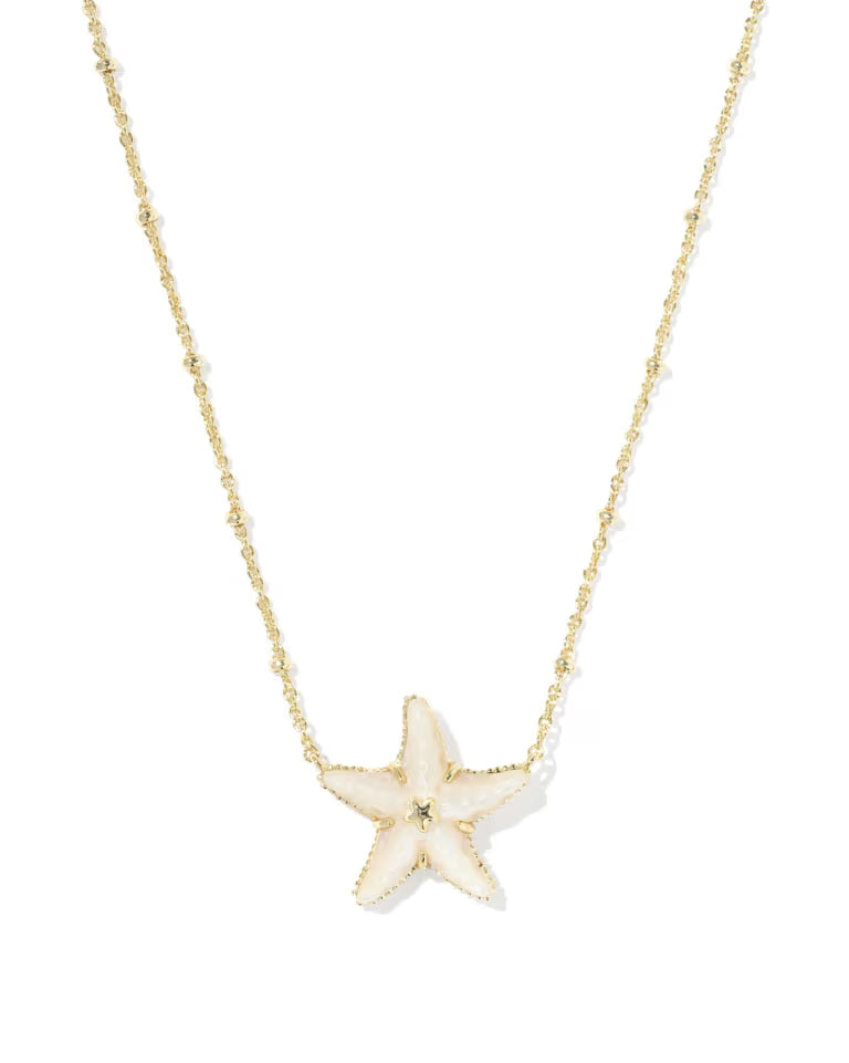 Parker Starfish Gold Short Pendant Necklace in Gold Natural Mother of Pearl