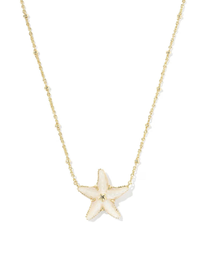Parker Starfish Gold Short Pendant Necklace in Gold Natural Mother of Pearl
